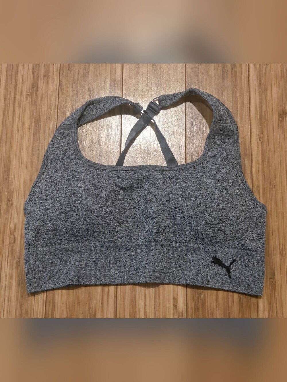 Puma Heather Gray Seamless Racerback Sports Bra